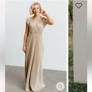 Baltic Born Athena Pleated Maxi Dress in Gold Size S